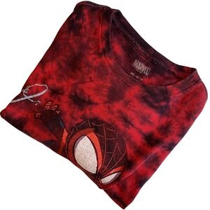 Marvel Miles Morales Spider-Man Tie Dye Shirt Mens Medium Red Black Graphic Tee